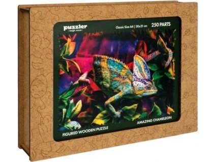 Puzzle Puzzler dřevěné, barevné - Úžasný chameleon [6950294]