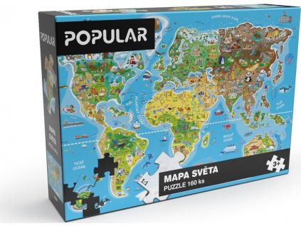Puzzle Popular - Mapa světa, 160 ks – CZ [6953796]