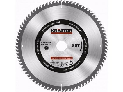 Pilový kotouč Kreator KRT020428 - na dřevo 254mm, 80T  [63620429]