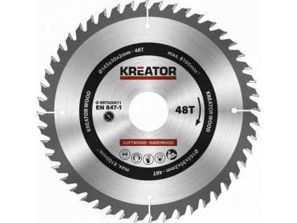 Pilový kotouč Kreator KRT020411 na dřevo 165mm, 48T  [63605105]