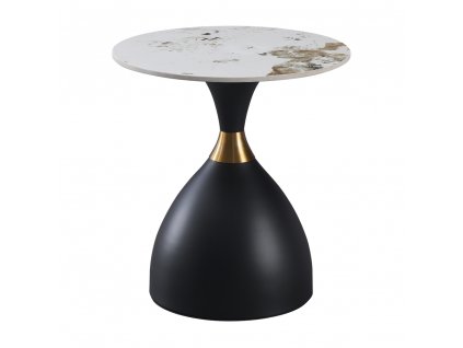 Konferenční stolek, bílý mramor/černá/zlatá, ocel, ODIS