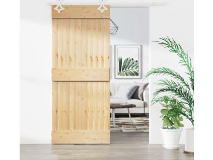 Posuvné dveře s kováním 90 x 210 cm masivní borové dřevo [3203164]