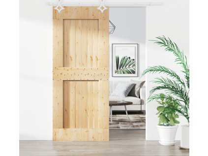 Posuvné dveře s kováním 80 x 210 cm masivní borové dřevo [3203166]