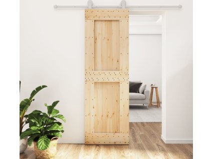 Posuvné dveře s kováním 70 x 210 cm masivní borové dřevo [3203110]