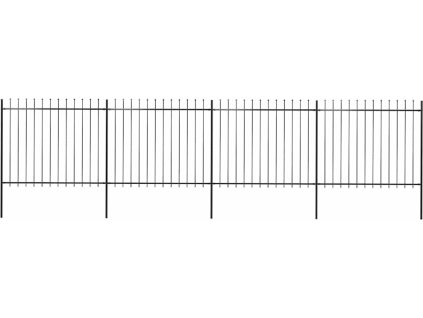 Zahradní plot s kopím nahoře ocelový 714,5 x 150 cm [277632] (Barva Černá)