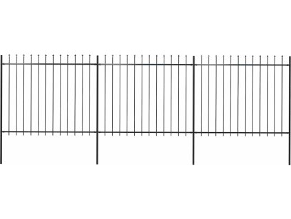 Zahradní plot s kopím nahoře ocelový 537 x 150 cm [277631] (Barva Černá)