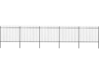 Zahradní plot s kopím nahoře ocelový 892,5 x 150 cm [277633] (Barva Černá)