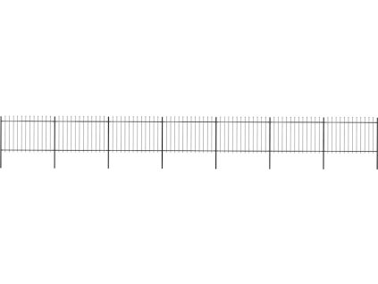 Zahradní plot s kopím nahoře ocelový 1248 x 120 cm [277626] (Barva Černá)