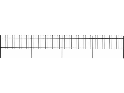 Zahradní plot s kopím nahoře ocelový 714,5 x 80 cm [277605] (Barva Černá)