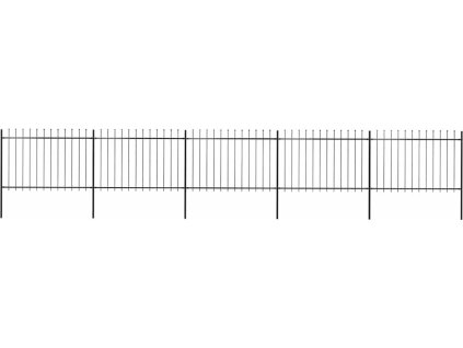 Zahradní plot s kopím nahoře ocelový 892,5 x 120 cm [277624] (Barva Černá)