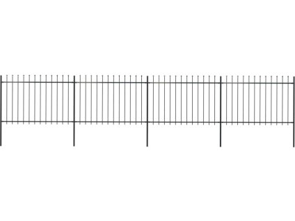 Zahradní plot s hroty ocelový 6,8 x 1,2 m černý [277623]