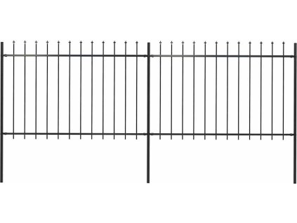 Zahradní plot s hroty ocelový 3,4 x 1,2 m [277621] (Barva Černá)