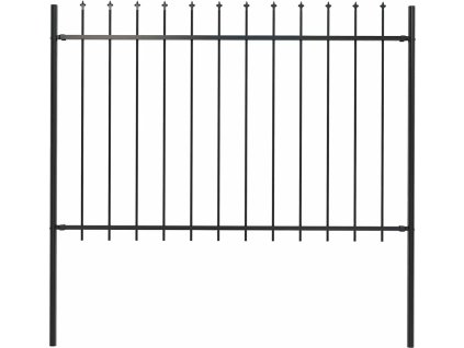 Zahradní plot s kopím nahoře ocelový 181 x 120 cm [144926] (Barva Černá)