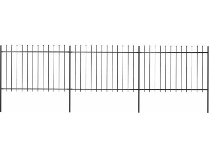 Zahradní plot s kopím nahoře ocelový 537 x 120 cm [277622] (Barva Černá)