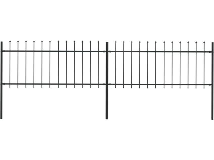 Zahradní plot s hroty ocelový 3,4 x 0,8 m černý [277603]