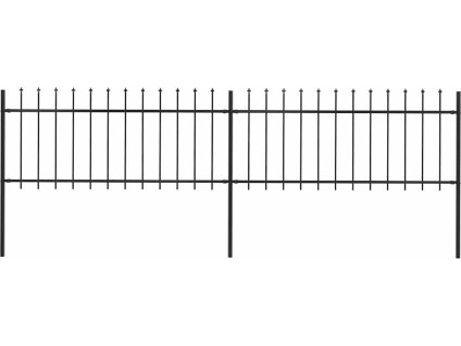 Zahradní plot s kopím nahoře ocelový 359 x 80 cm [277603] (Barva Černá)