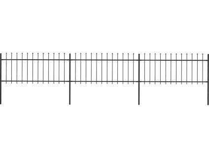 Zahradní plot s kopím nahoře ocelový 537 x 80 cm [277604] (Barva Černá)