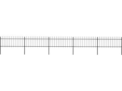 Zahradní plot s kopím nahoře ocelový 892,5 x 80 cm [277606] (Barva Černá)