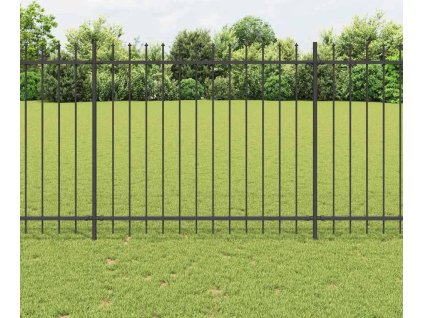 Zahradní plot s kopím nahoře ocelový 1070 x 150 cm [277634] (Barva Černá)