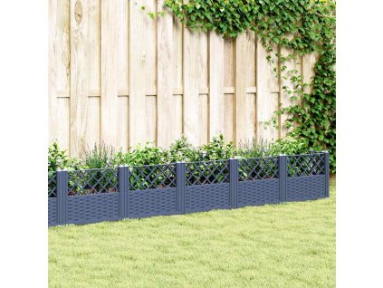 Zahradní truhlík s kolíky 363,5 x 43,5 x 43,5 cm PP [368029] (Barva Modro-šedá)