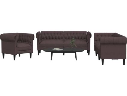 3dílná sedací souprava textil [3209194] (Barva Tmavě hnědá)
