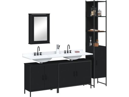 4dílný set koupelnového nábytku kompozitní dřevo [3214810] (Barva Černá)