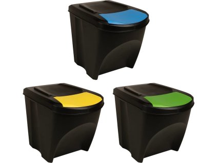 Stohovatelné koše na odpadky 3 ks 75 l polypropylen [316184] (Barva Antracitová)
