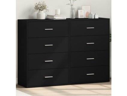 Příborníky 2 ks 60 x 31 x 84 cm kompozitní dřevo [3276582] (Barva Černá)