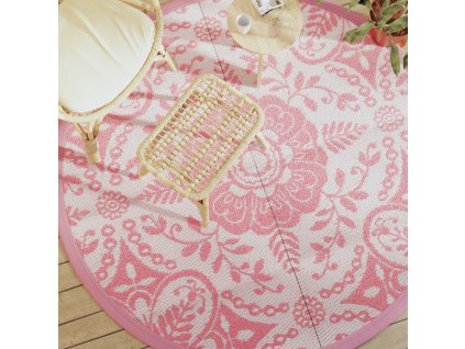 Venkovní koberec růžový Ø 200 cm PP [368504]