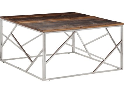 Konferenční stolek nerezová ocel a masivní dřevo [349958] (Barva Zlatá)