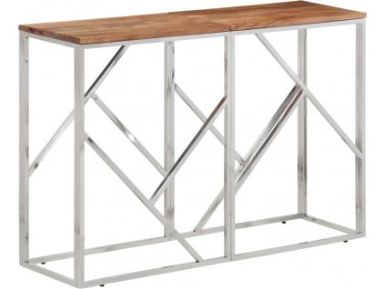 Konzolový stůl stříbrný nerezová ocel a masivní akáciové dřevo [349999]