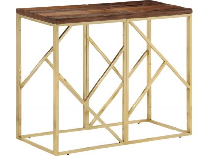 Konzolový stolek stříbrný nerezová ocel a masivní dřevo [349990]