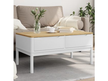 Konferenční stolek FLORO bílý 99x55,5x45 cm masivní borovice [374018]