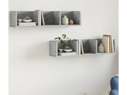 Nástěnné skříňky 2 ks 75 x 18 x 16,5 cm kompozit [840436] (Barva Betonová šedá)