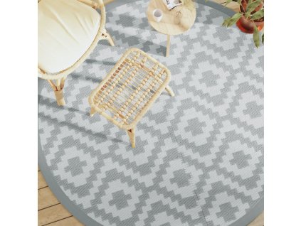 Venkovní koberec šedý Ø 200 cm PP [368560]