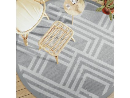 Venkovní koberec šedý Ø 200 cm PP [368570]