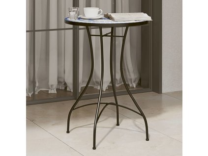 Mozaikový bistro stolek a bílý Ø 50 x 70 cm keramika [4003399] (Barva Modrá)