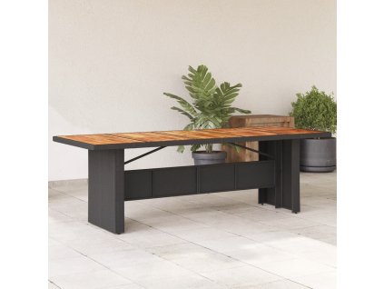 Zahradní stůl s akáciovou deskou černý 240x90x75 cm polyratan [365595]