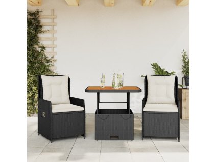 3dílný bistro set s poduškami polyratan [3262765]