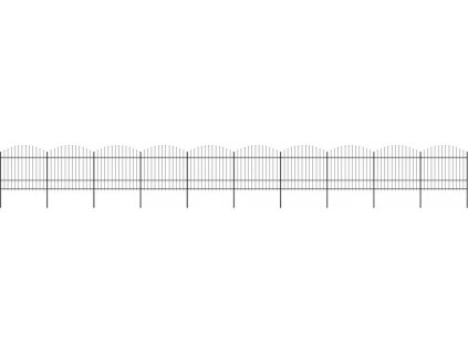 Zahradní plot s hroty ocel (1,5–1,75) x 17 m černý [277748]