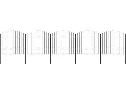 Zahradní plot s hroty ocel (1,5–1,75) x 8,5 m černý [277743]