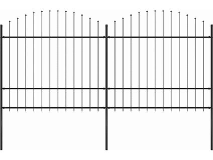 Zahradní plot s kopím nahoře ocelový 359 x 175 cm [277740] (Barva Černá)