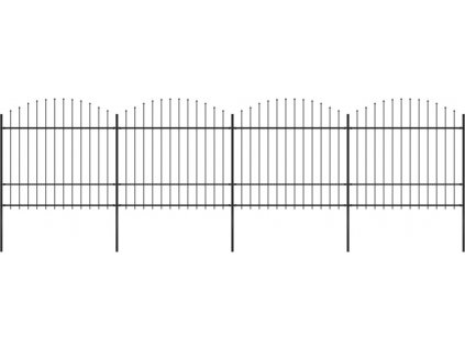 Zahradní plot s hroty ocel (1,5–1,75) x 6,8 m černý [277742]