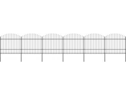 Zahradní plot s hroty ocel (1,5–1,75) x 10,2 m černý [277744]