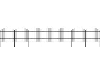 Zahradní plot s hroty ocel (1,5–1,75) x 11,9 m černý [277745]