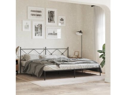 Kovový rám postele s čelem 193 x 203 cm [376508] (Barva Černá)