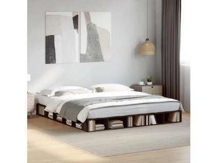 Rám postele hnědý dub 200 x 200 cm kompozitní dřevo [3280453]