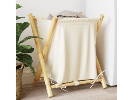 Koš na prádlo krémově bílý 45 x 55 x 63,5 cm bambus [368035]