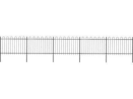 Zahradní plot s obloučky ocelový 8,5 x 1,2 m [277669] (Barva Černá)