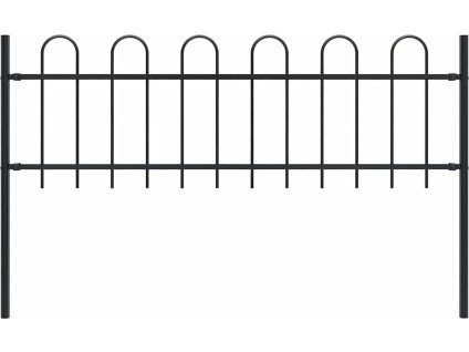 Zahradní plot s obloučky ocelový 1,8 m [144928] (Barva Černá)